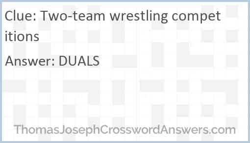 Two-team wrestling competitions Answer