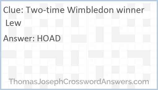 Two-time Wimbledon winner Lew Answer