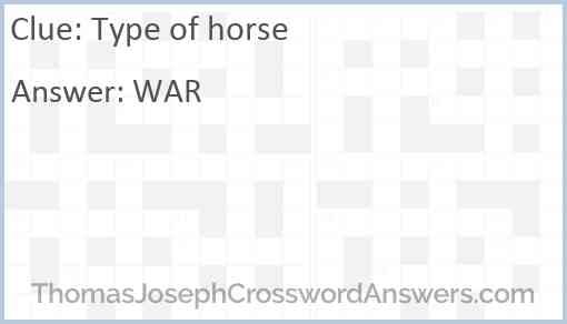 Type of horse Answer