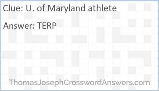 U. of Maryland athlete Answer