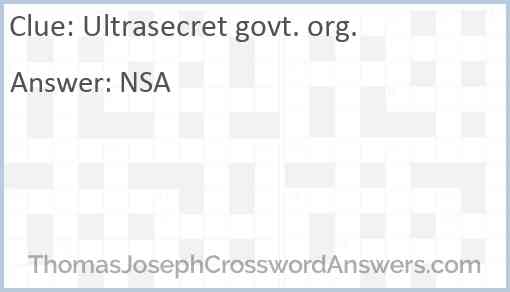 Ultrasecret govt. org. Answer
