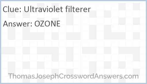 Ultraviolet filterer Answer