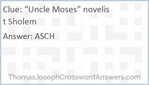 “Uncle Moses” novelist Sholem Answer