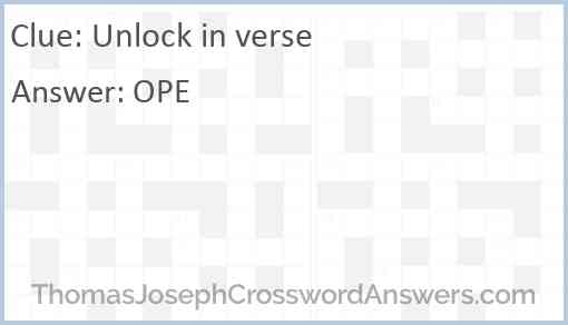 Unlock in verse Answer
