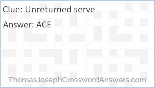 Unreturned serve Answer