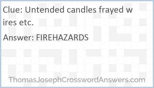 Untended candles frayed wires etc. Answer