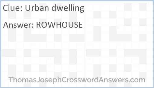 Urban dwelling Answer