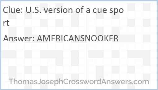 U.S. version of a cue sport Answer