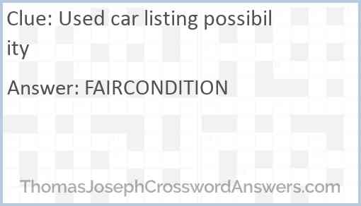Used car listing possibility Answer