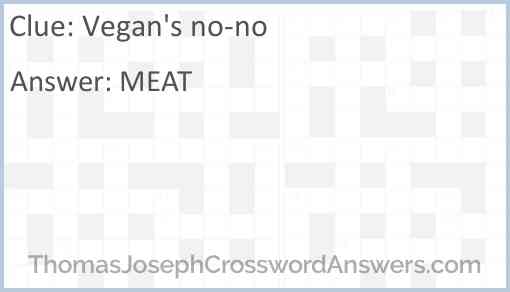 Vegan’s no-no Answer