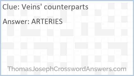 Veins' counterparts Answer