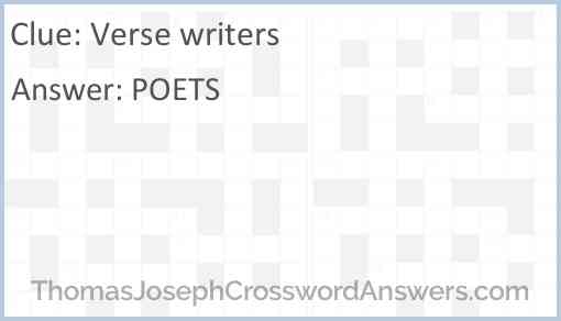 Verse writers Answer