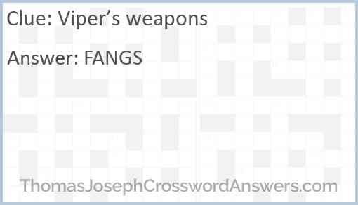 Viper’s weapons Answer