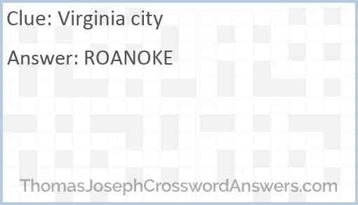 Virginia city Answer