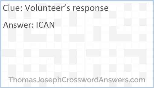 Volunteer’s response Answer