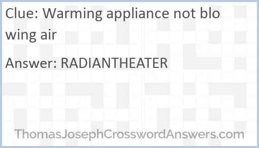 Warming appliance not blowing air Answer