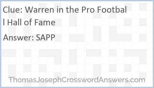 Warren in the Pro Football Hall of Fame Answer