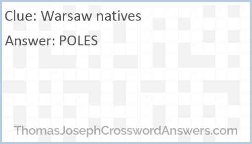 Warsaw natives Answer