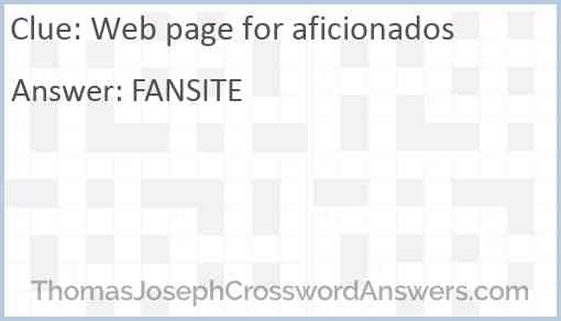 Web page for aficionados Answer