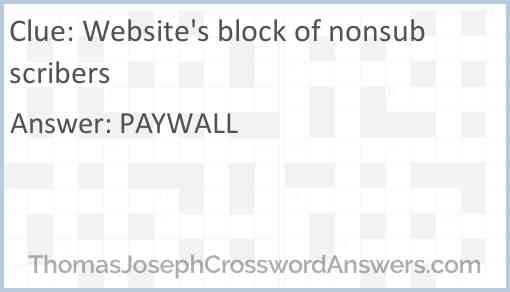 Website’s block of nonsubscribers Answer