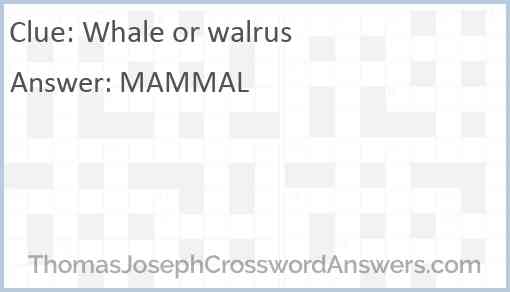 Whale or walrus Answer