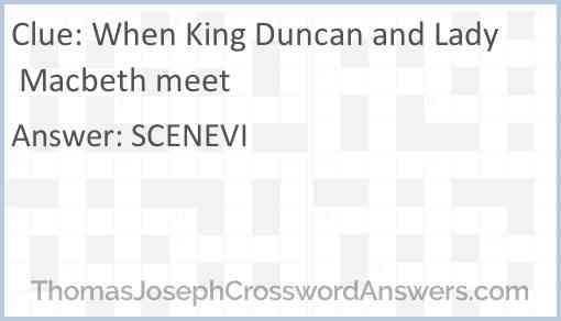When King Duncan and Lady Macbeth meet Answer