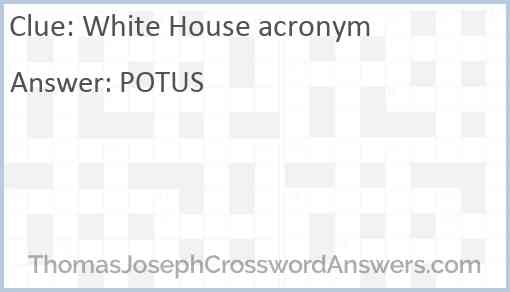 White House acronym Answer