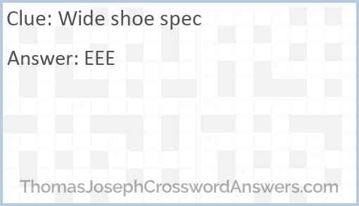 Wide shoe spec Answer