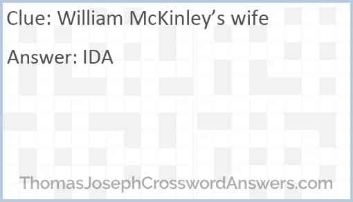 William McKinley’s wife Answer