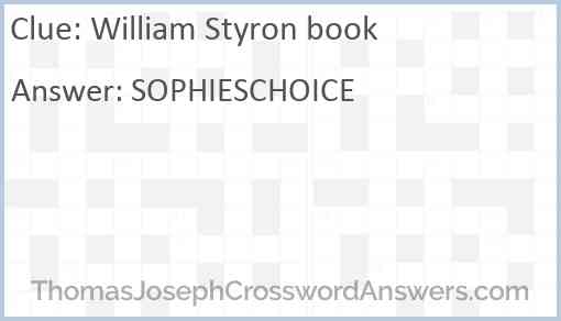 William Styron book Answer