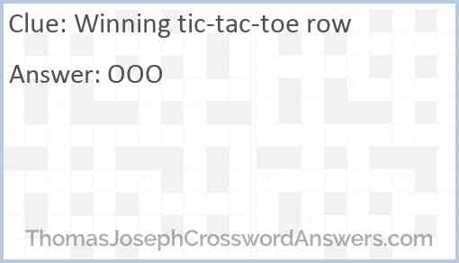 Winning tic-tac-toe row Answer