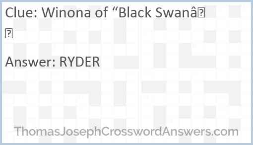 Winona of “Black Swan” Answer