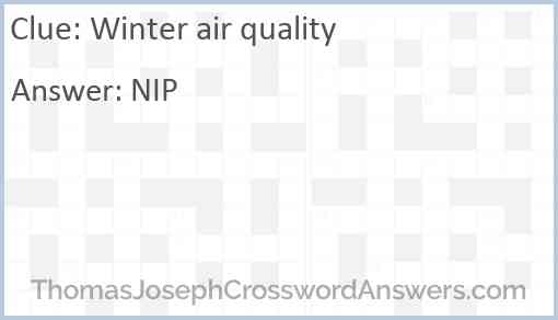 Winter air quality Answer