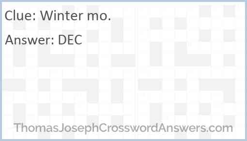 Winter mo. Answer