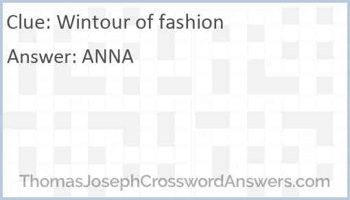 Wintour of fashion Answer