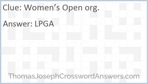 Women’s Open org. Answer