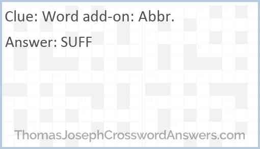 Word add-on: Abbr. Answer