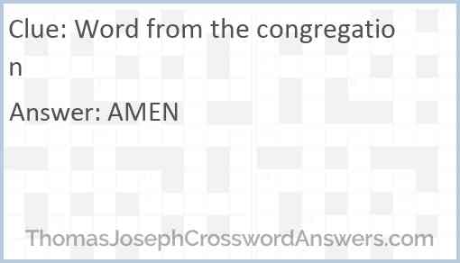 Word from the congregation Answer