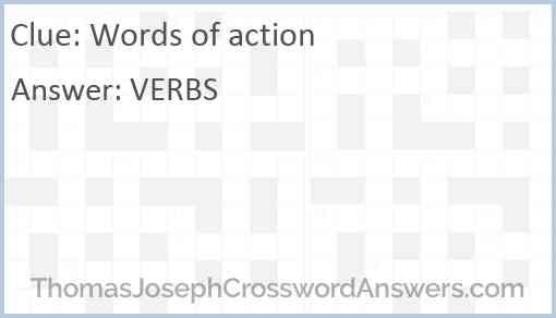 Words of action Answer