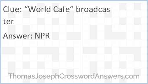 “World Cafe” broadcaster Answer