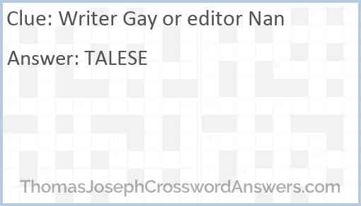 Writer Gay or editor Nan Answer
