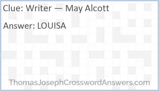 Writer — May Alcott Answer