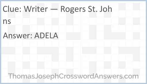 Writer — Rogers St. Johns Answer