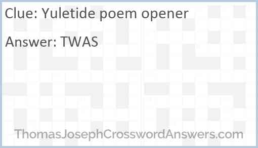 Yuletide poem opener Answer