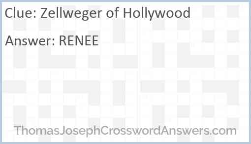 Zellweger of Hollywood Answer