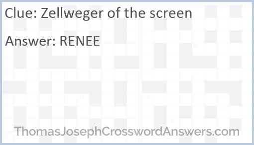 Zellweger of the screen Answer